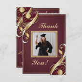 マルーン金ゴールドホワイト卒業ありがとうNote 2025 サンキューカード (正面/裏面)