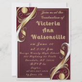 マルーン金ゴールドホワイト卒業2025 招待状 (裏面)