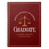 マルーン金ゴールドロースクールパーソナライズされた卒業 ノートブック (正面)