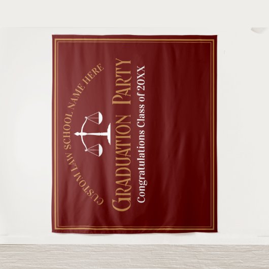マルーン金ゴールドロースクール卒業写真ブース タペストリー (正面)