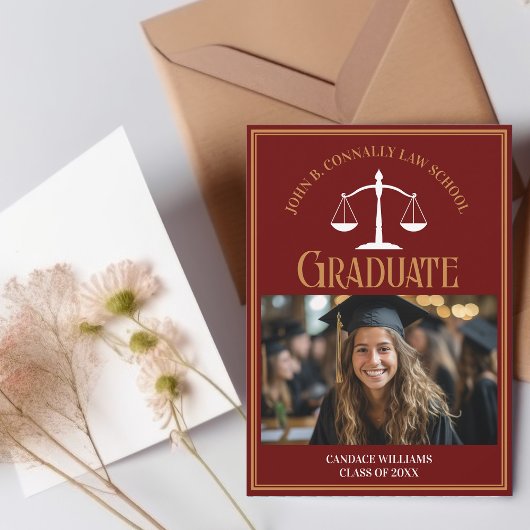 マルーン金ゴールドロースクール卒業写真 案内状