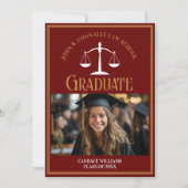 マルーン金ゴールドロースクール卒業写真 案内状 (正面)