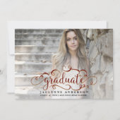 マルーン金ゴールド写真卒業のお知らせ 案内状 (正面)