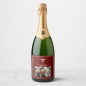 マルーン金ゴールド医学校写真卒業パーティー スパークリングワインラベル (正面)