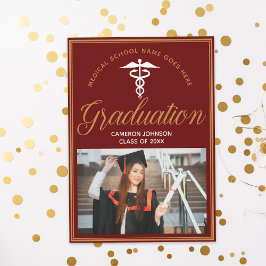 マルーン金ゴールド医学校写真卒業パーティー 招待状