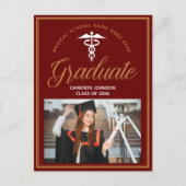 マルーン金ゴールド医学校写真卒業パーティー 案内ポストカード (正面)