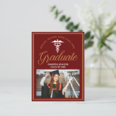 マルーン金ゴールド医学校写真卒業パーティー 案内ポストカード (スタンド正面)