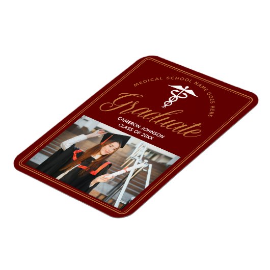 マルーン金ゴールド医学部の写真卒業 マグネット (左側)