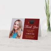 マルーン金ゴールド卒業写真2025年卒業 サンキューカード (正面)