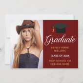 マルーン金ゴールド卒業写真2025年卒業 案内状 (正面)