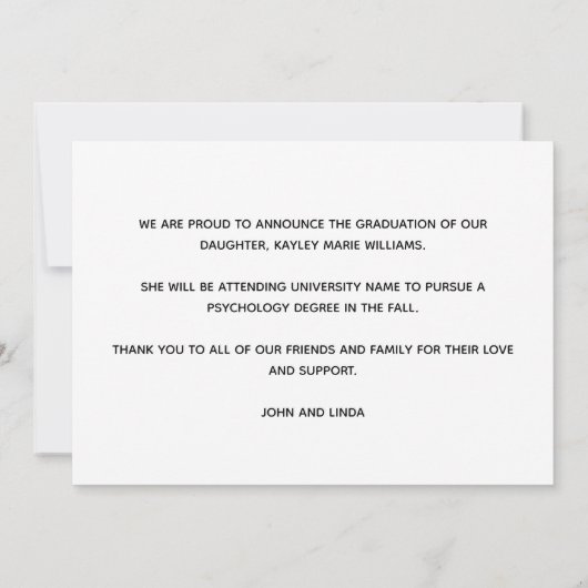 マルーン金ゴールド卒業写真2025年卒業 案内状 (裏面)