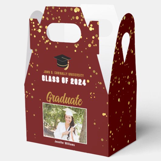 マルーン金ゴールド大学の卒業写真2025パーティー フェイバーボックス (オープン)