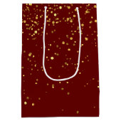 マルーン金ゴールド大学卒業写真パーティー ミディアムペーパーバッグ (裏面)