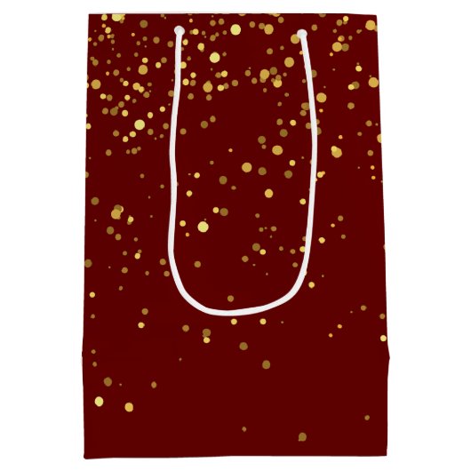 マルーン金ゴールド大学卒業写真パーティー ミディアムペーパーバッグ (裏面)