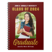 マルーン金ゴールド大学院写真アーチ卒業 ノートブック (正面)