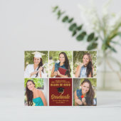 マルーン金ゴールド大学院写真コラージシック卒業 ポストカード (スタンド正面)