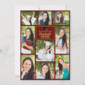 マルーン金ゴールド大学院写真コラージシック卒業 案内状 (正面)