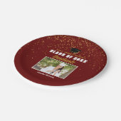 マルーン金ゴールド大学院写真シック卒業パーティー ペーパープレート (アングル)