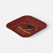 マルーン金ゴールド大学院卒業パーティースクエア ペーパープレート (傾斜あり)