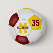 マルーン金ゴールド女子サッカーチームの色 缶バッジ (正面)
