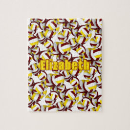 マルーン金ゴールド女子チーム男子チームカラーバレーボール ジグソーパズル