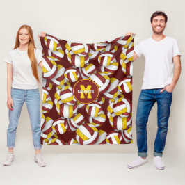 マルーン金ゴールド女子バレーボールチームの色 フリースブランケット