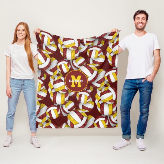 マルーン金ゴールド女子バレーボールチームの色 フリースブランケット (インサイチュ)