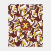 マルーン金ゴールド女子バレーボールチームの色 フリースブランケット (正面)