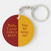 マルーン金ゴールド女子遊バスケットボールは女子のように キーホルダー (裏面)