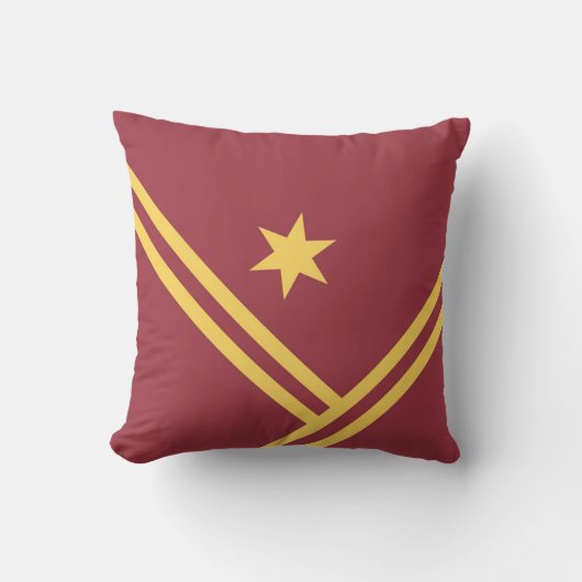 マルーン金ゴールド対角ストライプスターモダングラフィック クッション (正面)