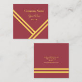 マルーン金ゴールド対角ストライプ線モダンデザイン スクエア名刺 (正面/裏面)