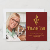 マルーン金ゴールド獣医オフィス写真カスタマイズ可能 サンキューカード (正面)