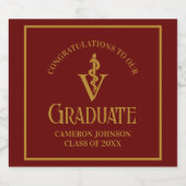 マルーン金ゴールド獣医学校卒業パーティー スパークリングワインラベル (シングルラベル)