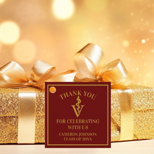 マルーン金ゴールド獣医学校卒業パーティー フェイバータグ