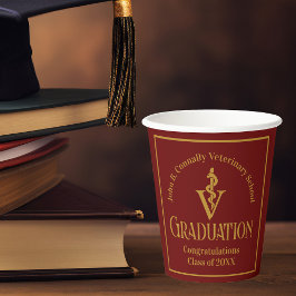 マルーン金ゴールド獣医学校卒業パーティー 紙コップ
