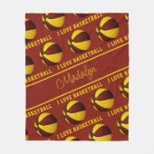 マルーン金ゴールド私はバスケットボールの女の子のスポーツの装飾が大好き フリースブランケット (正面)