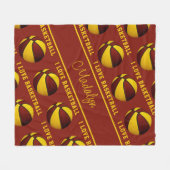 マルーン金ゴールド私はバスケットボールの女の子のスポーツの装飾が大好き フリースブランケット (正面(横))