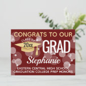 マルーン金ゴールド紙吹雪《写真》ぼけ味バブル卒業 招待状 (スタンド正面)