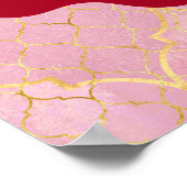 マルーン金ゴールド結婚ヒンドゥーの歓迎サインGanesha ポスター (角)