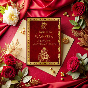 マルーン金ゴールド象インディアンはラグジュアリー結婚ズを買収 招待状