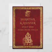 マルーン金ゴールド象インディアンはラグジュアリー結婚ズを買収 招待状 (正面)