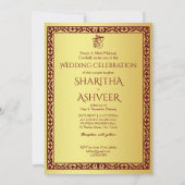 マルーン金ゴールド象インディアンはラグジュアリー結婚ズを買収 招待状 (裏面)