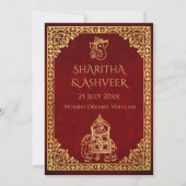 マルーン金ゴールド象インディアンはラグジュアリー結婚ズを買収 招待状 (正面)
