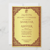 マルーン金ゴールド象インディアンはラグジュアリー結婚ズを買収 招待状 (裏面)