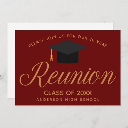 マルーン金ゴールド高校懇親会カスタムパーティー 招待状 (正面/裏面)