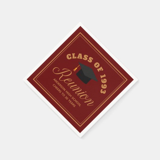 マルーン金ゴールド高校懇親会パーソナライズされたパーティー スタンダードカクテルナプキン (角)