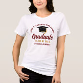 マルーン金ゴールド2025年卒業女性 トライブレンドＴシャツ (正面)