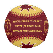 マルーン金ゴールド、カスタム野球場、選手のためのコーチ 野球ボール (裏面)