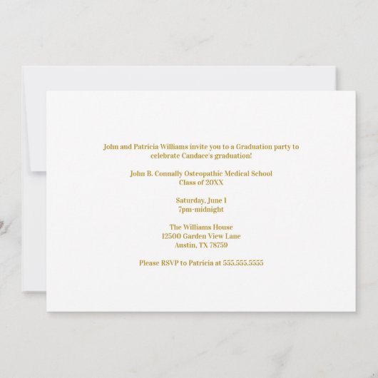 マルーン骨障害医学校卒業パーティー 招待状 (裏面)