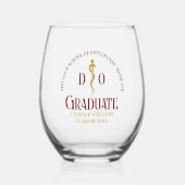 マルーン骨障害医学校卒業 ステムなしワイングラス (正面)